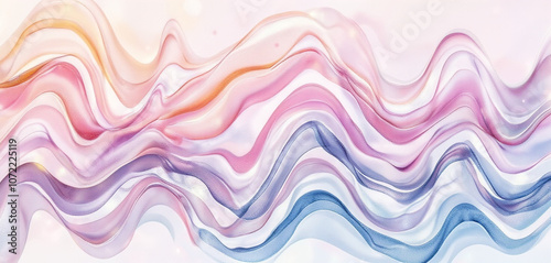  Abstract flowing waves in rainbow pastel hues