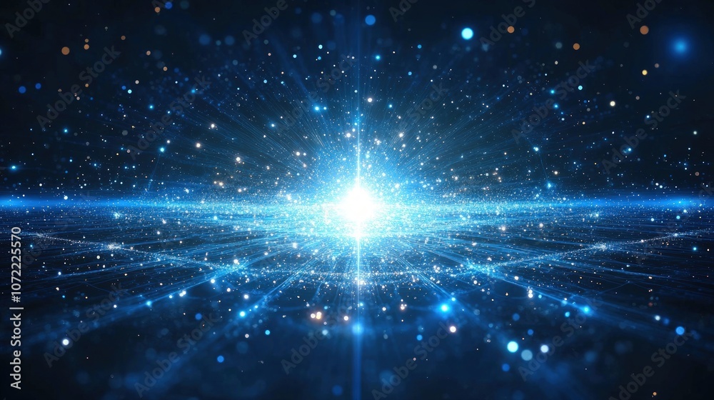 Abstract glowing blue background with light beams and sparkle. Abstract glowing blue background with light beams and sparkle.