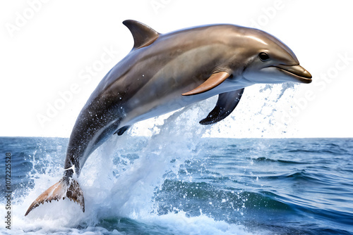 dolphin jumping isolated on white background.AI GENERATED