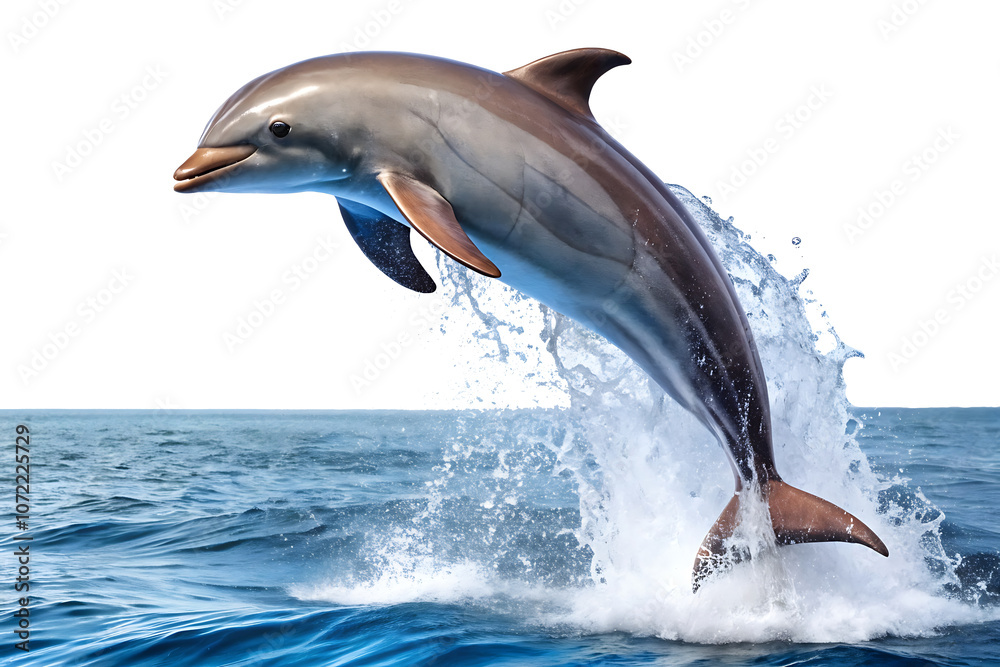 Obraz premium dolphin jumping isolated on white background.AI GENERATED