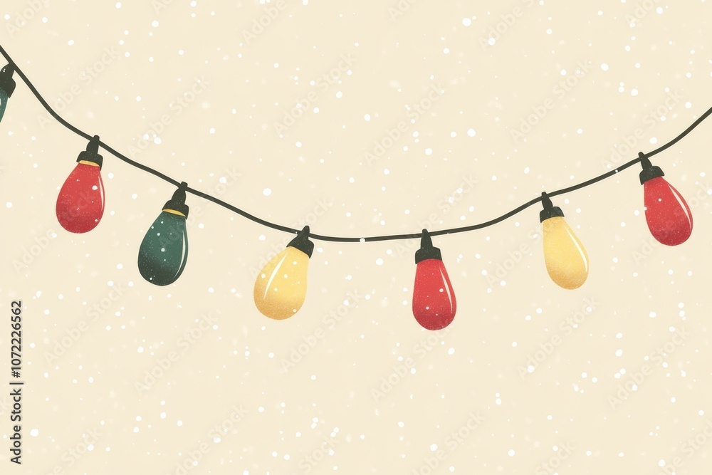 Festive christmas string lights with falling snow for holiday decoration Festive christmas string lights with falling snow for holiday decoration