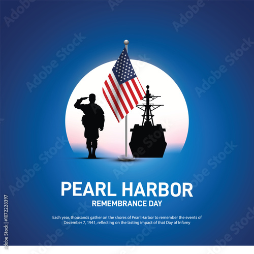 pearl harbor remembrance day. pearl harbor remembrance day creative banner, poster, social media post, postcard, background, template, greetings card, backdrop design etc.
