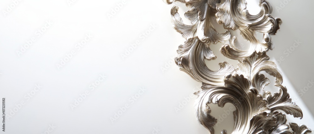 Ornate silver decorative frame with intricate floral patterns Ornate silver decorative frame with intricate floral patterns