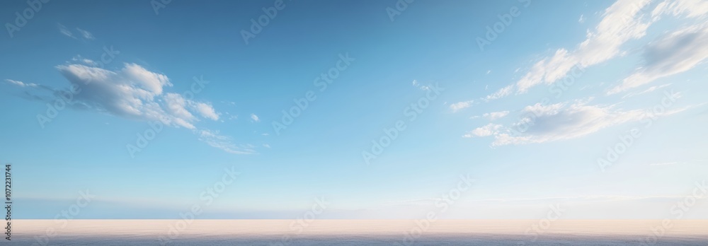 Obraz premium A Vast, Open White Desert Under a Blue Sky with Wispy Clouds