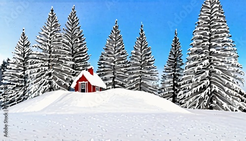 Cozy Winter Cabin in a Snowy Forest