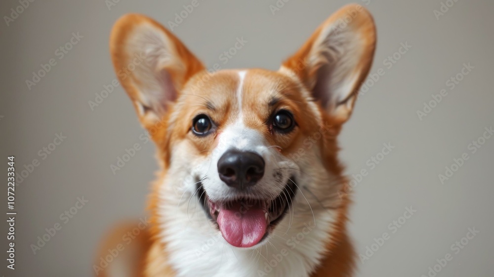 A happy looking corgi dog with pointy ears A happy looking corgi dog with pointy ears