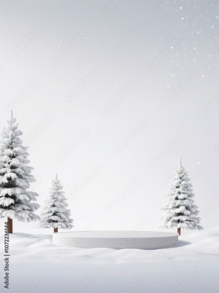 custom made wallpaper toronto digitalChristmas Winter Product podium on the background of drifts, snowflakes and snow. Realistic product podium for winter and christmas discount design, sale.