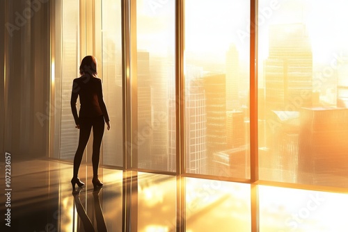 Confident Pitch Presentation in Modern Office Setting