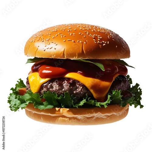 Delicious burger on transparent background