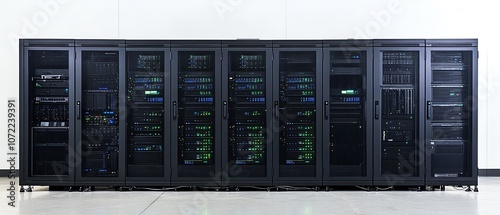 Data center server racks in a row