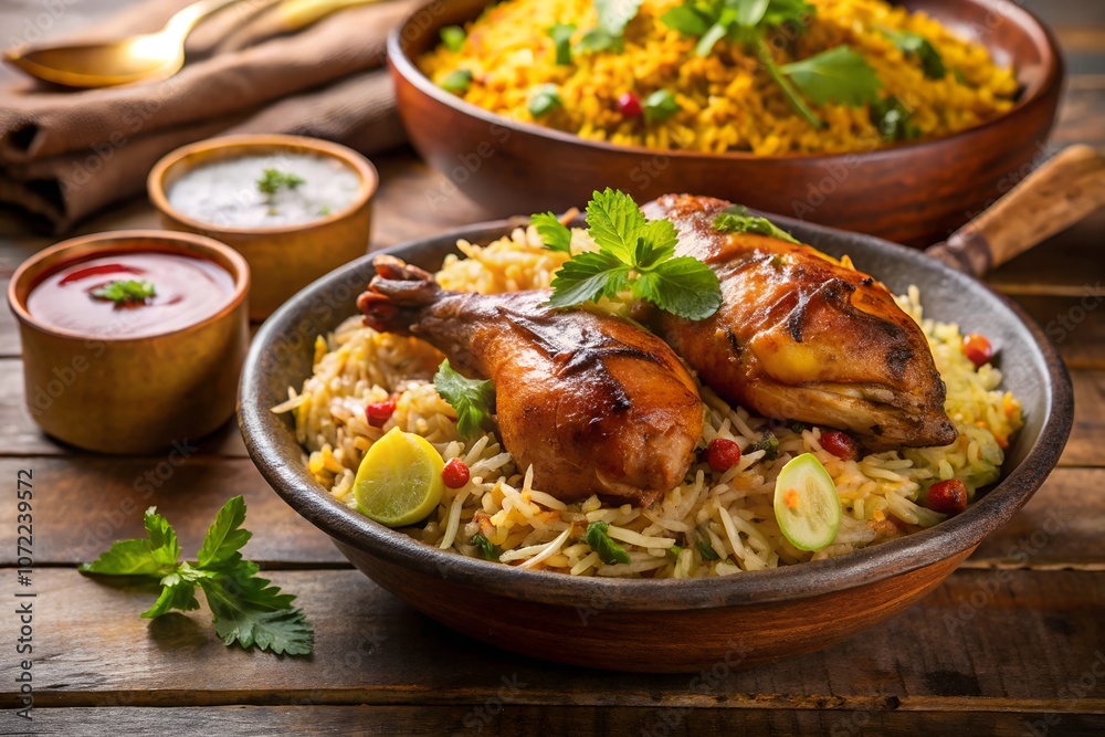Biryani Beef and Mutton Rice closeup with Garnish or Veg biryani or veg pulao Fried rice food poster image Biryani Beef and Mutton Rice closeup with Garnish or Veg biryani or veg pulao Fried rice food poster image