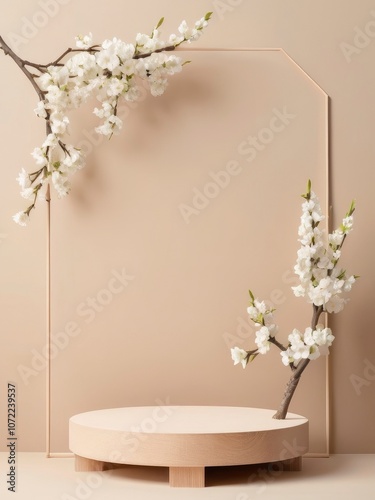 Whitening cream in package on a white stand with light coming in through a window and tropical plants , 3d illustration for cosmetic ads.