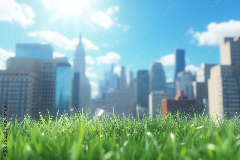 Fototapeta premium Urban Rooftop Garden with Panoramic City View