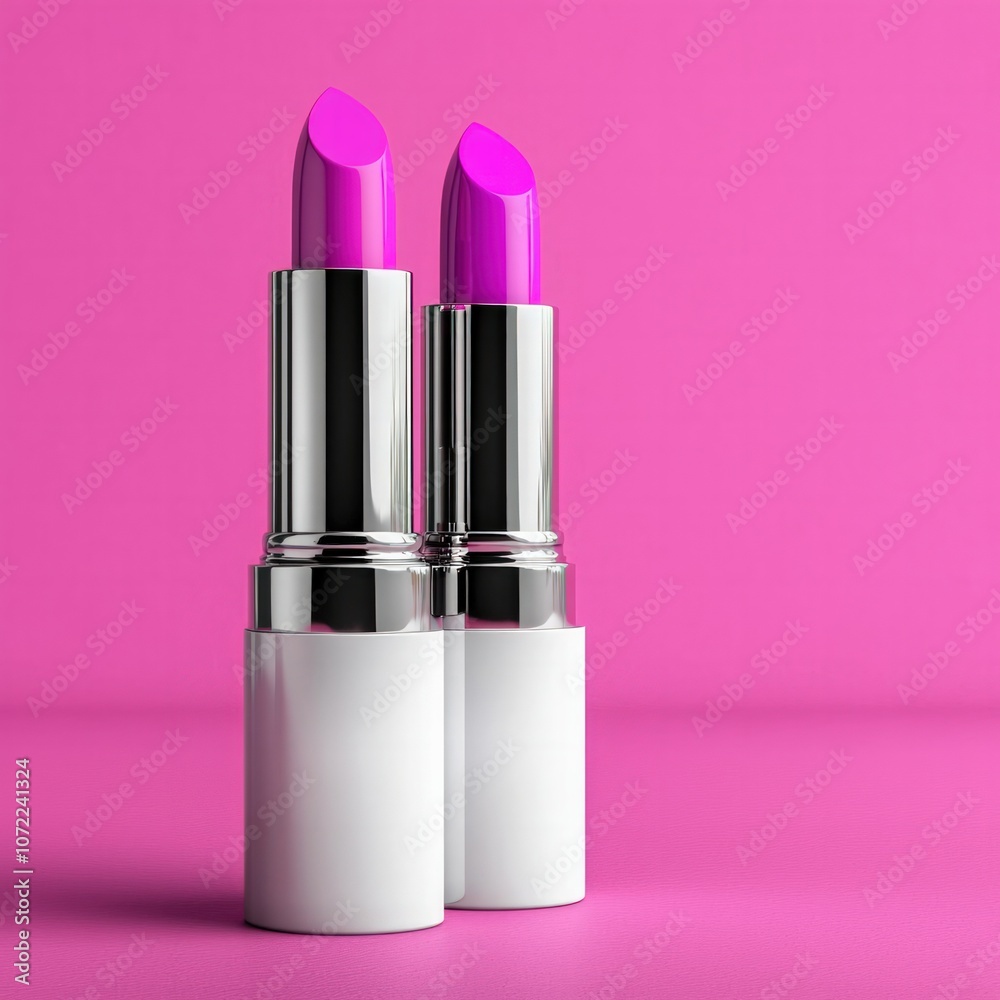 Bright pink lipstick on a vibrant background. Bright pink lipstick on a vibrant background.