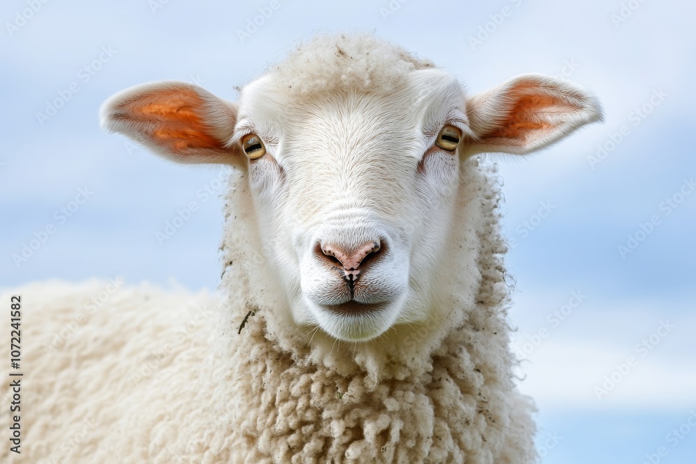 Fototapeta premium Sheep in Pasture Under Bright Daylight