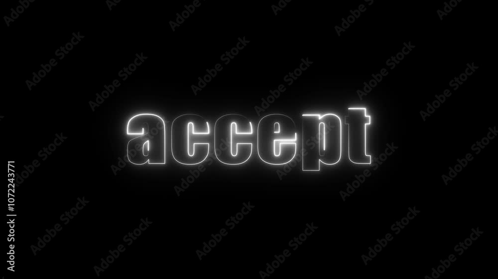 Abstract Neon Check Mark Text Animation on Black Background.