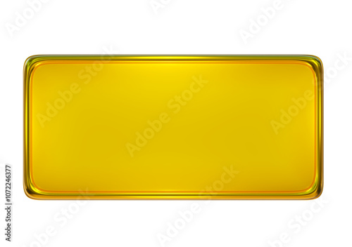 Rectangular gold plate goldenplate 3d rendering.