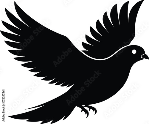 Flying bird silhouette, vector illustration isolated bird flying