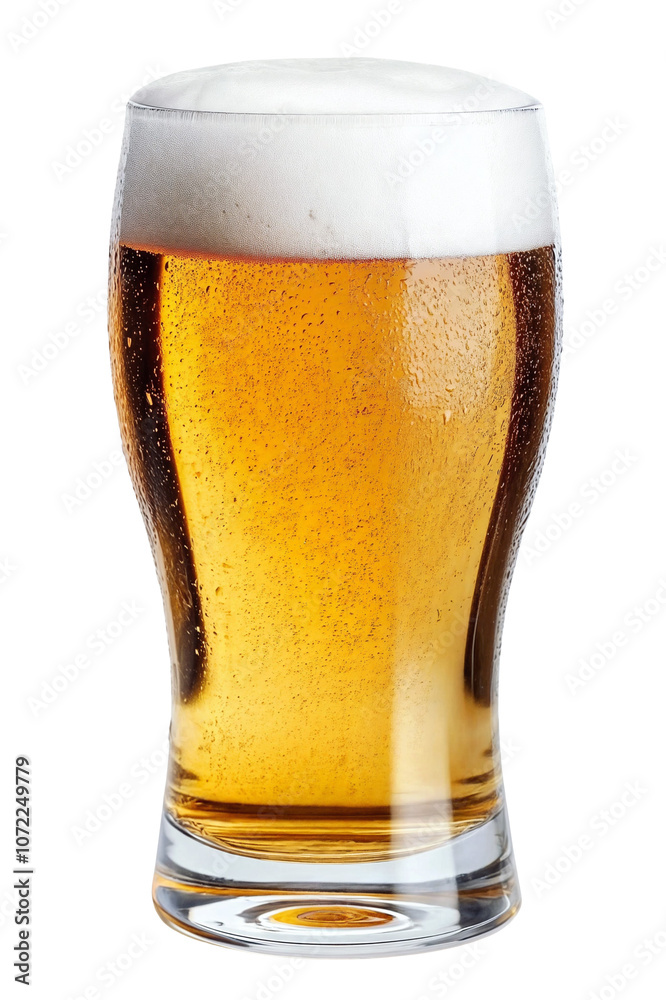 A glass of beer with foam isolated over transparent background, PNG cut-out A glass of beer with foam isolated over transparent background, PNG cut-out
