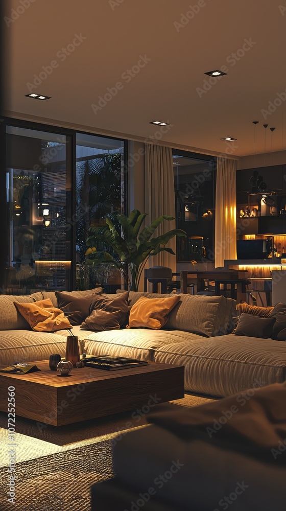 Cozy Living Room with Large Sectional Sofa Cozy Living Room with Large Sectional Sofa