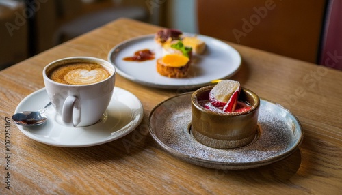 Coffee and dessert at the cafe