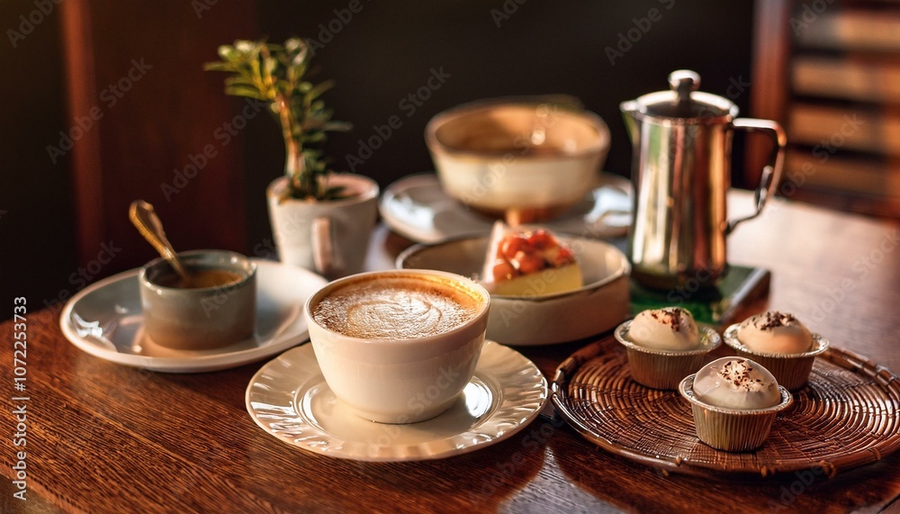 Fototapeta premium Coffee and dessert at the cafe