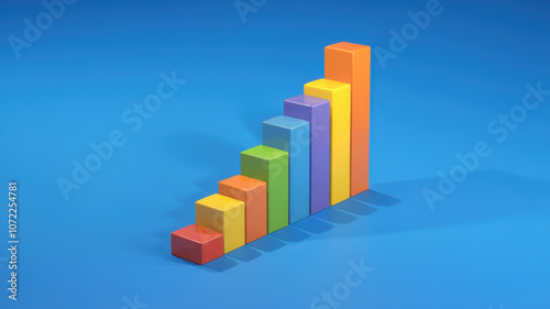 Colorful bar graph increasing in height, featuring vibrant shades on a bright blue background, symbolizing growth and progress. Free Download Colorful bar graph increasing in height, featuring vibrant shades on a bright blue background, symbolizing growth and progress. - GFXLoad