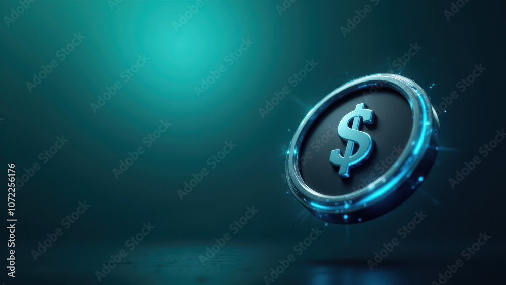 A digital rendering of a shiny gold US Dollar coin with a bright blue glow around its edges on a dark background, symbolizing cryptocurrency and stability. A digital rendering of a shiny gold US Dollar coin with a bright blue glow around its edges on a dark background, symbolizing cryptocurrency and stability.