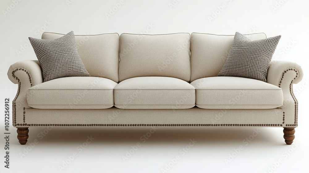 Fototapeta premium Top View of a Full-Length Bridgewater Sofa Isolated on White Background – Modern, Comfortable, and Stylish Design