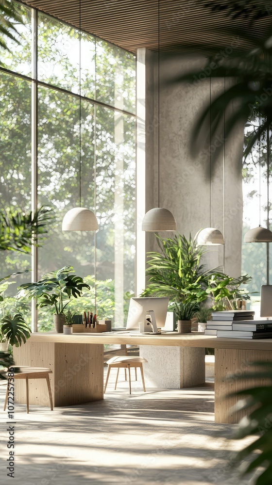 Fototapeta premium Tranquil Office Space with Natural Light