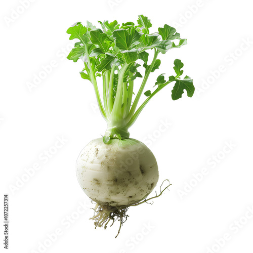 [Transparent Background PNG]Fresh Green Turnip Isolated on White Background