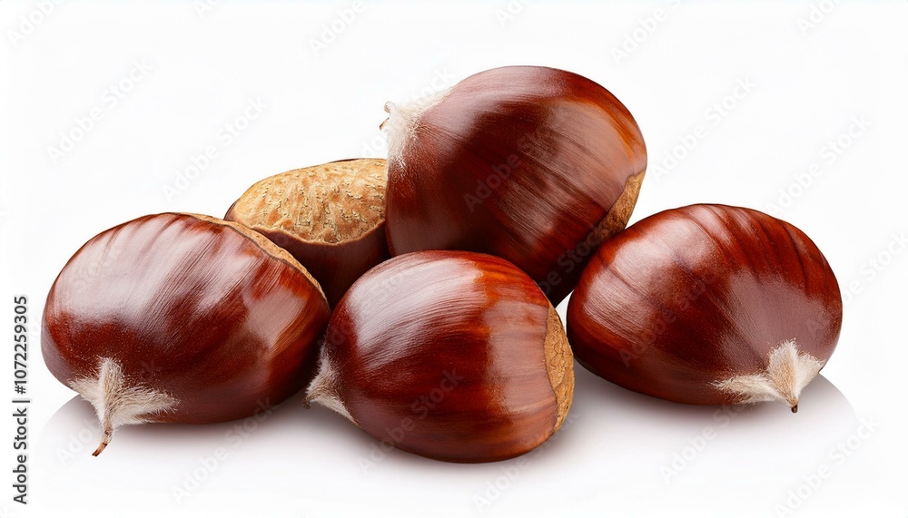 Closeup Chestnuts isolate on White background Closeup Chestnuts isolate on White background