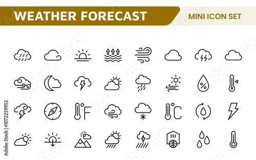 Weather Forecast Icon Set. Bright and dynamic icons for accurate weather reporting, perfect for enhancing apps, websites, and digital platforms Vector icons.