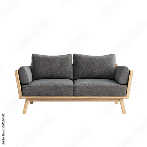 [Transparent Background PNG]Modern Wooden Sofa Design Illustration