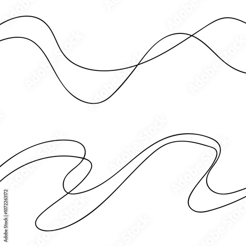 Thin line wavy abstract vector background. Curve wave. Line art striped graphic template. Vector