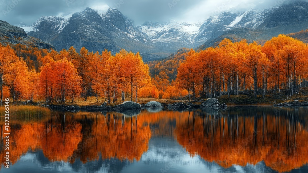 Vibrant Autumn Foliage Reflecting Over Serene Lake - Capturing Picturesque Fall Colors and Tranquil Natural Beauty Vibrant Autumn Foliage Reflecting Over Serene Lake - Capturing Picturesque Fall Colors and Tranquil Natural Beauty