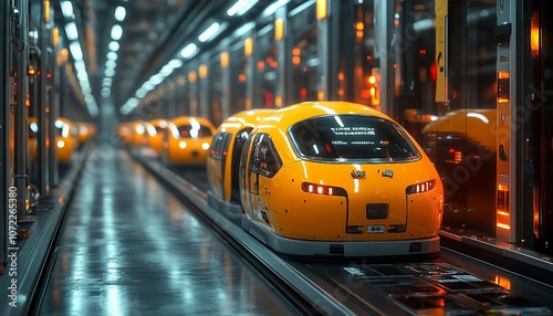 Wallpaper Mural AI-Optimized Autonomous Logistics Hub, futuristic logistics hub where autonomous robots and drones manage inventory, transport goods, and even perform quality checks.  Torontodigital.ca