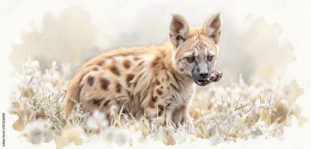 Obraz premium Illustration of a spotted hyena standing in a natural habitat