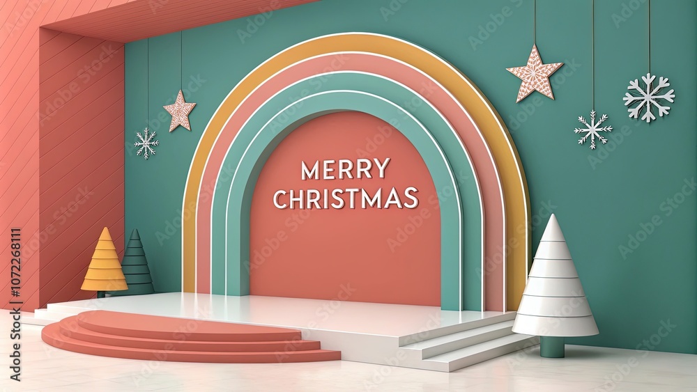 Fototapeta premium 3d minimalist beautiful merry christmas background