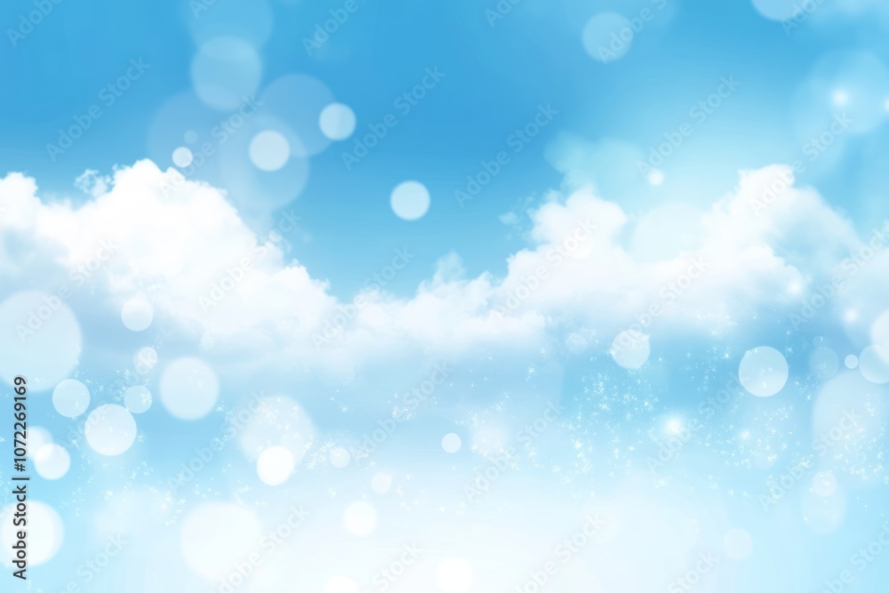Abstract Blue Sky with White Clouds and Bokeh Lights Abstract Blue Sky with White Clouds and Bokeh Lights