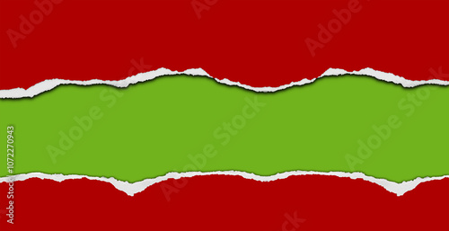 Ripped red and green paper