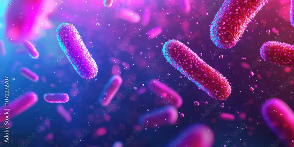 A vibrant illustration of bacteria showcasing their unique structures and colors A vibrant illustration of bacteria showcasing their unique structures and colors