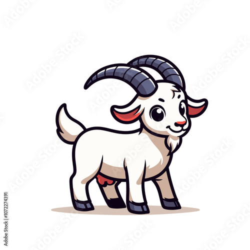 Cute little cartoon goat character vector isolated illustration	