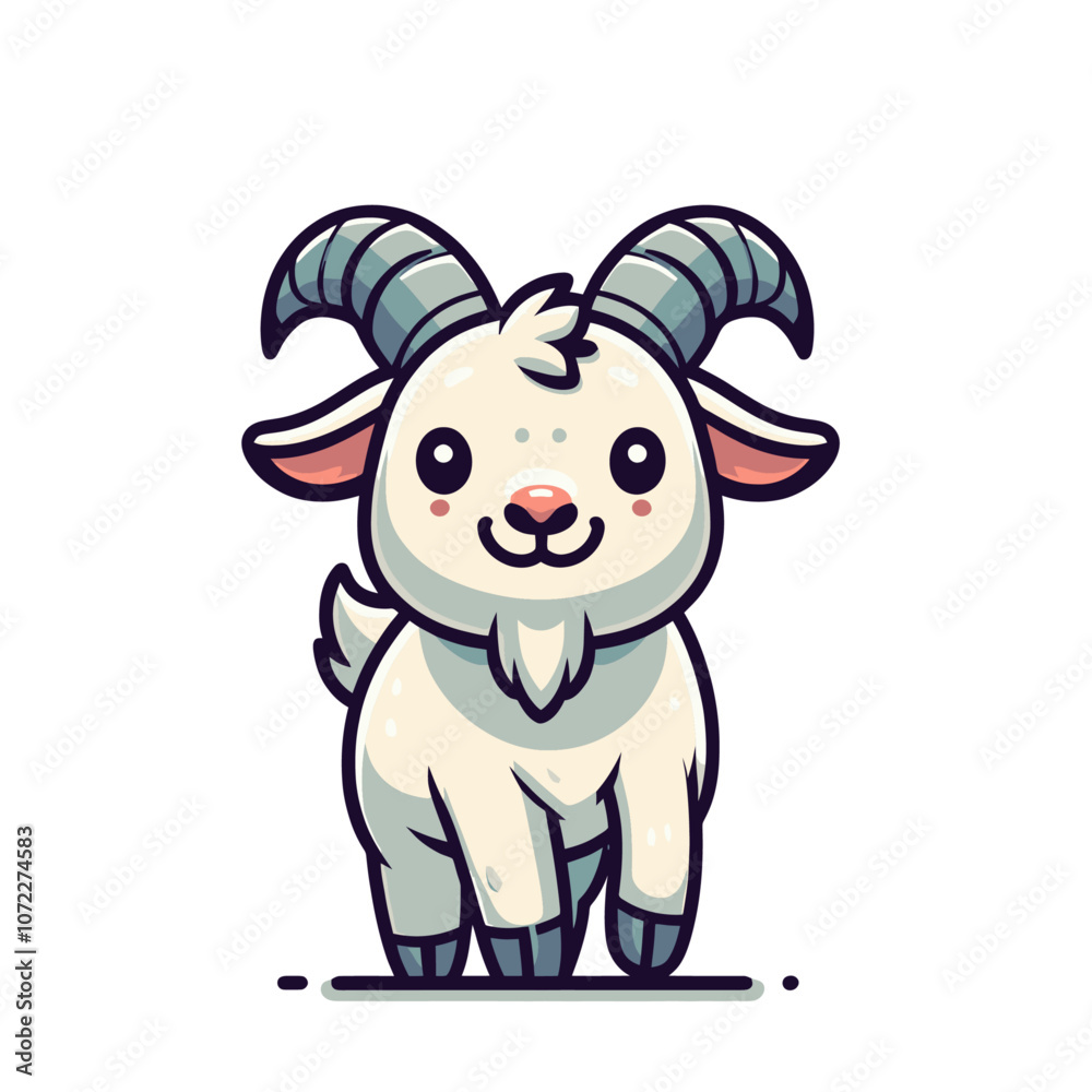Cute little cartoon goat character vector isolated illustration Cute little cartoon goat character vector isolated illustration