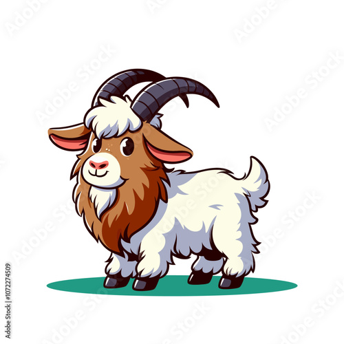 Cute little cartoon goat character vector isolated illustration	