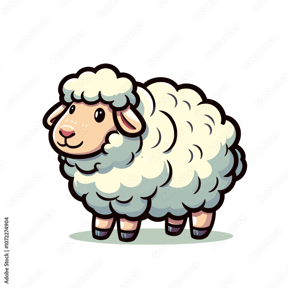Obraz premium Cute little cartoon sheep character vector isolated illustration 