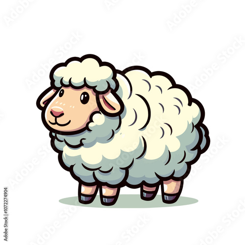 Cute little cartoon sheep character vector isolated illustration	
