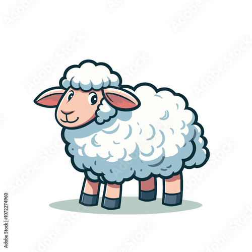 Cute little cartoon sheep character vector isolated illustration	
