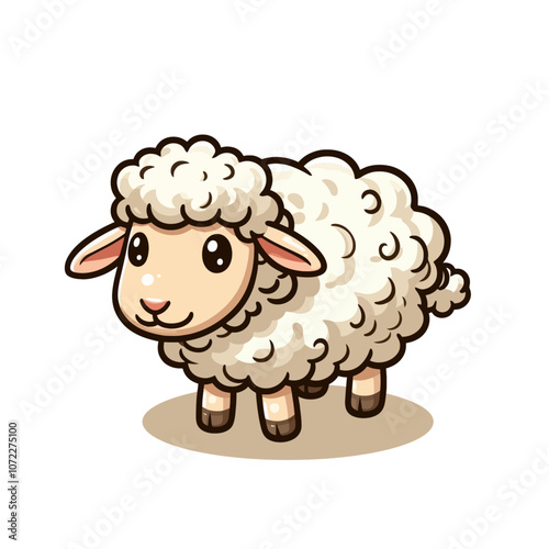Cute little cartoon sheep character vector isolated illustration	
