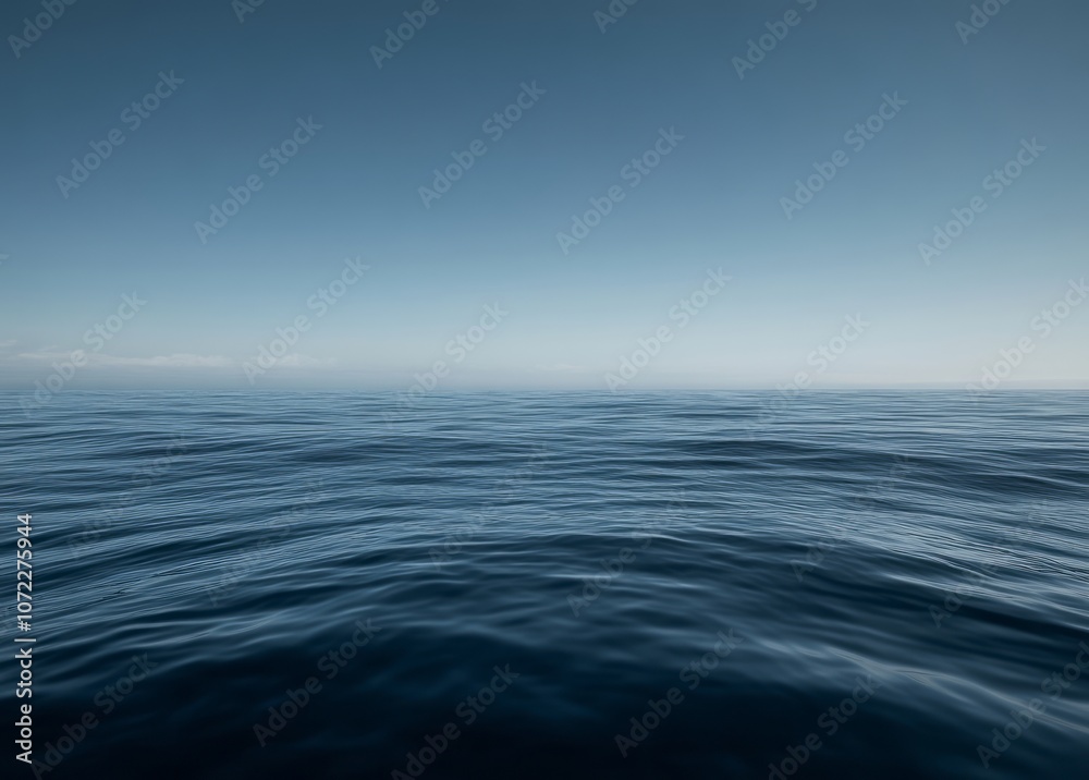 Calm Blue Ocean Water with Minimalist Sky